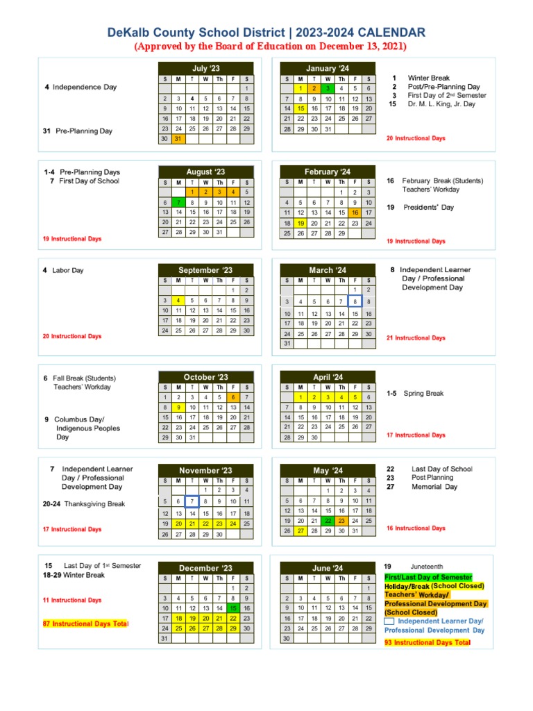 2023 2024 Boe Approved Calendar | PDF | Academia | Schools