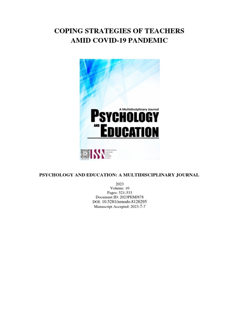 Coping Strategies of Teachers Amid COVID-19 Pandemic | PDF | Stress ...