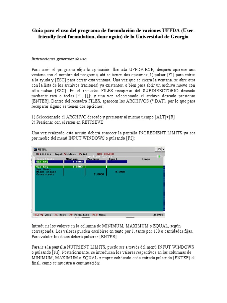Guía de uso del programa UFFDA | PDF