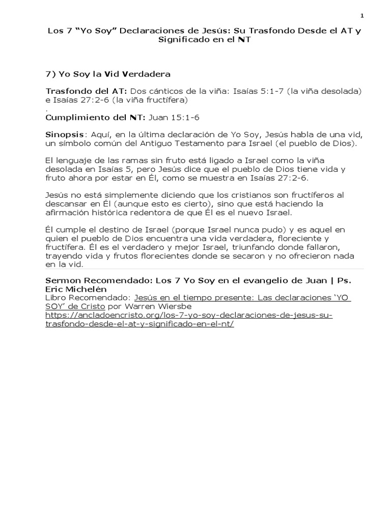 Yo Soy La Vid Verdadera | PDF