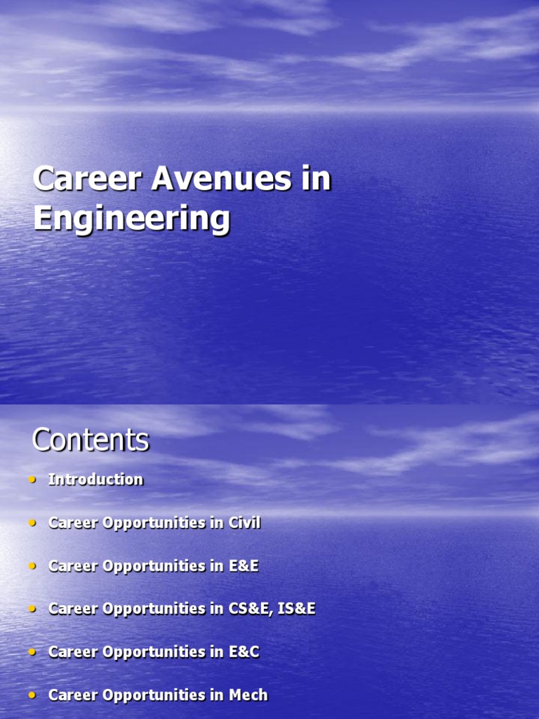 Career Avenues in Engineering | PDF | Engineer | Engineering
