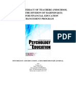 Financial Literacy of Teachers and School Heads in The Division of Marinduque: Basis For Financial Education Enhancement Program