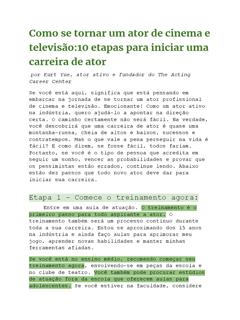 Como Se Tornar Ator | PDF