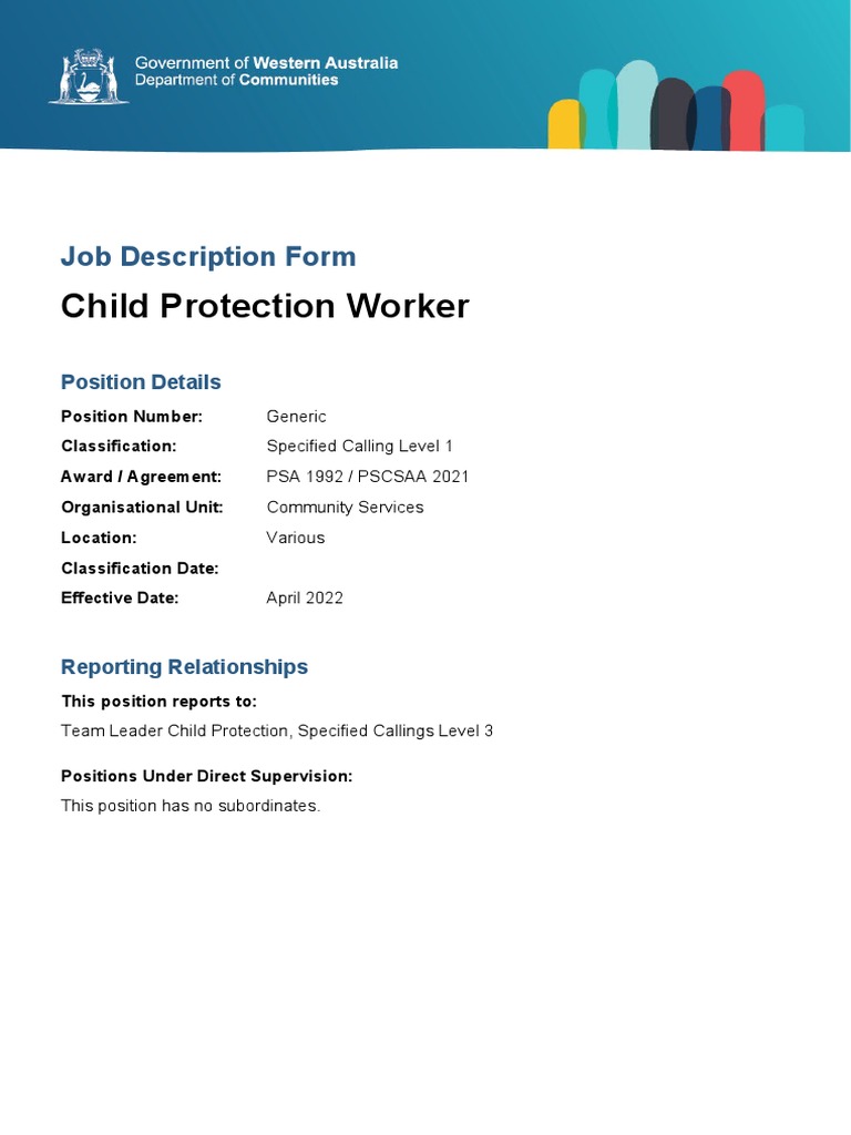 Child Protection Worker Generic SCL1 Apr 2022 PDF