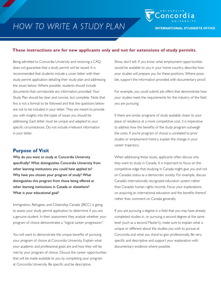 How to Write Studyplanconcordia Uni PDF