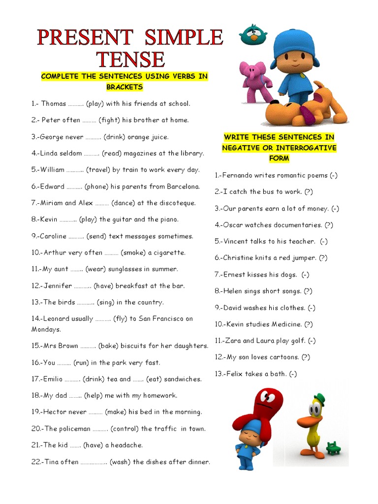 Present Simple Tense Tests 50303 Pdf Grammar Linguistics