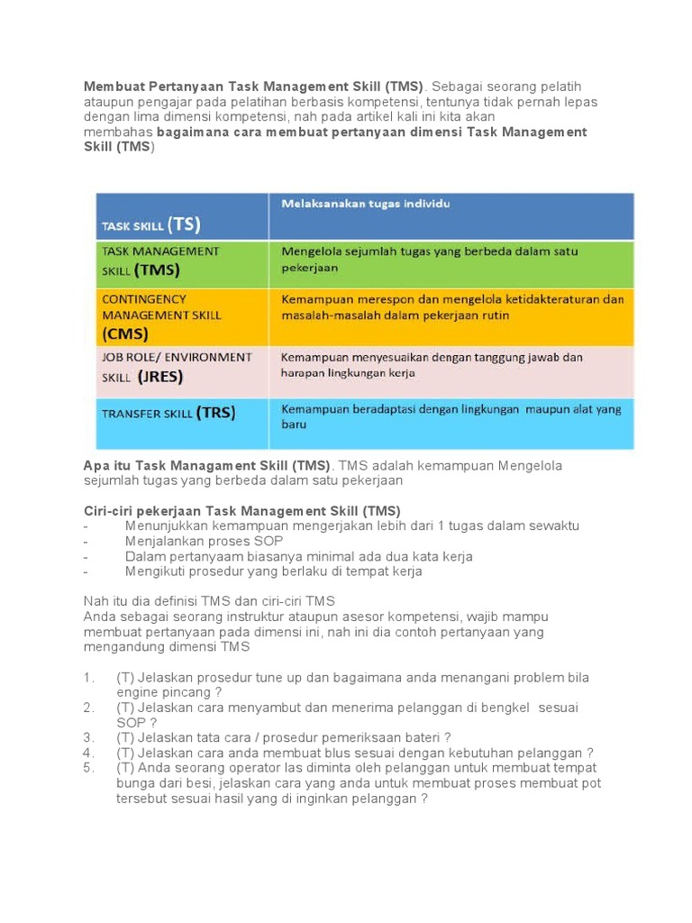 Membuat Pertanyaan Task Management Skill | PDF