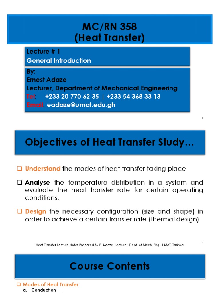 Lec 1 1 Heat Transfer Pdf