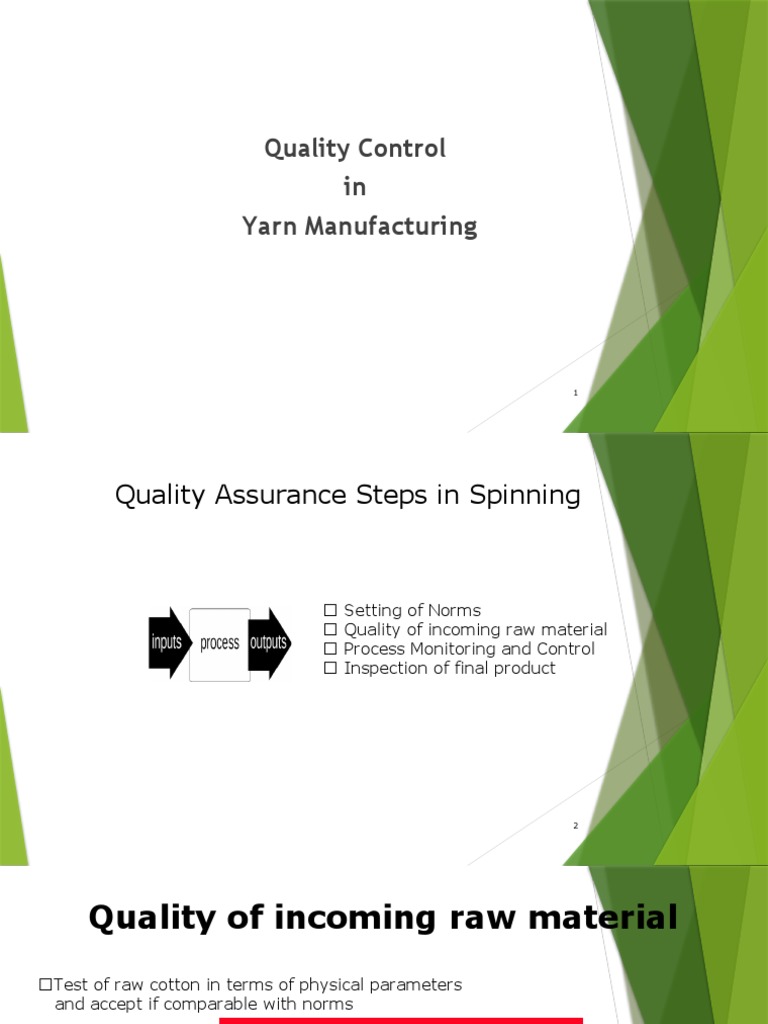 Yarn Manufacturing Quality Control Guide | PDF | Teaching Methods ...