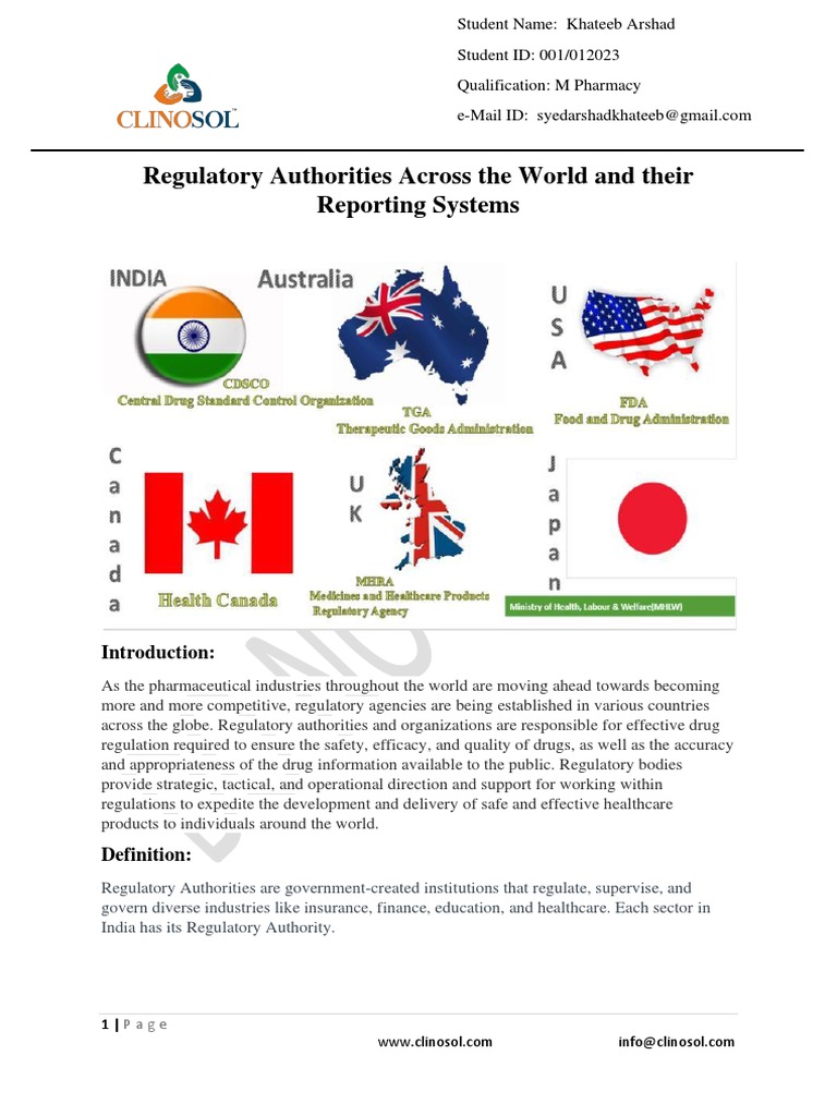 Global Regulatory Authorities in Pharmacy | PDF | Self-Improvement