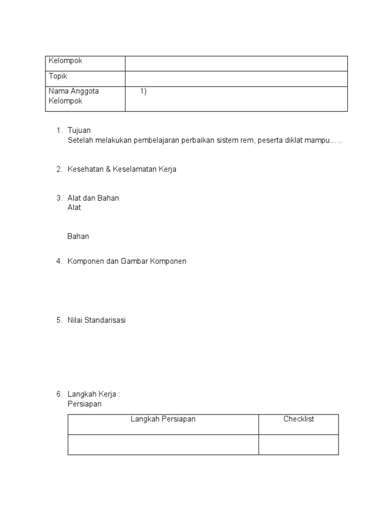 Rencana & Laporan Praktikum Sistem Rem | PDF