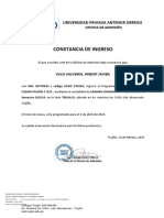 Constancia de Ingreso: Universidad Privada Antenor Orrego