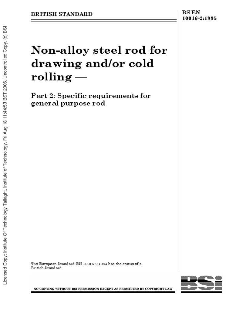 EN 10016-2: Non-Alloy Steel Rod Standards | PDF