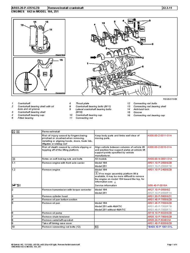 Crankshaft Removal and Installation Guide | PDF | Bearing (Mechanical ...