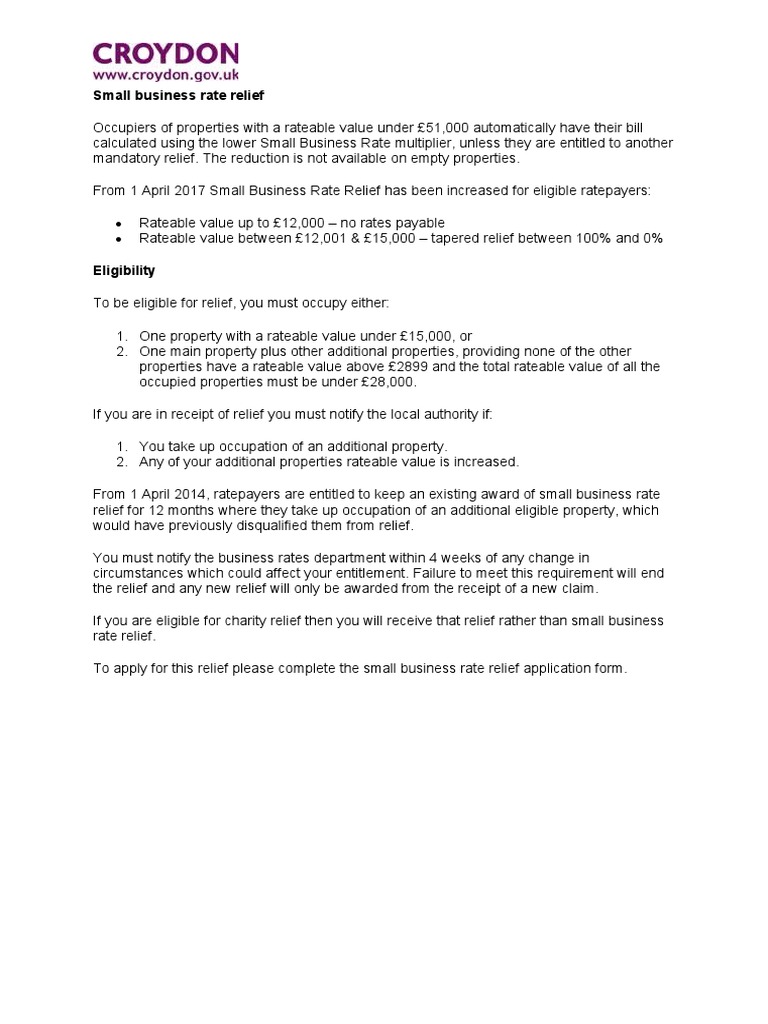 Small business rates relief application form 3 pdf