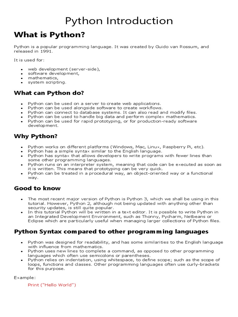 Python+Lesson+1 | PDF