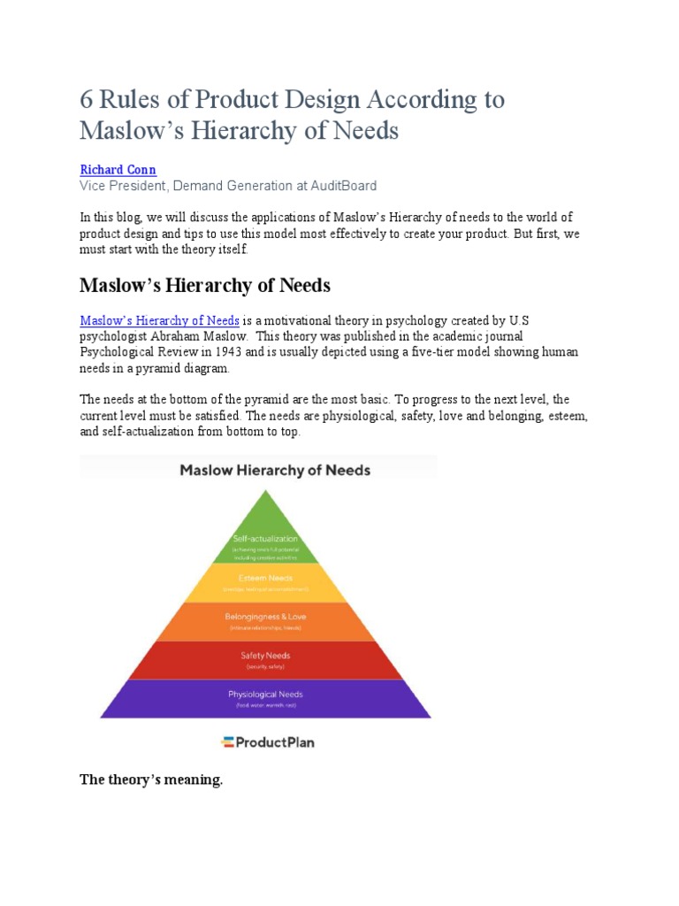 6 Rules of Product Design According To Maslow | PDF