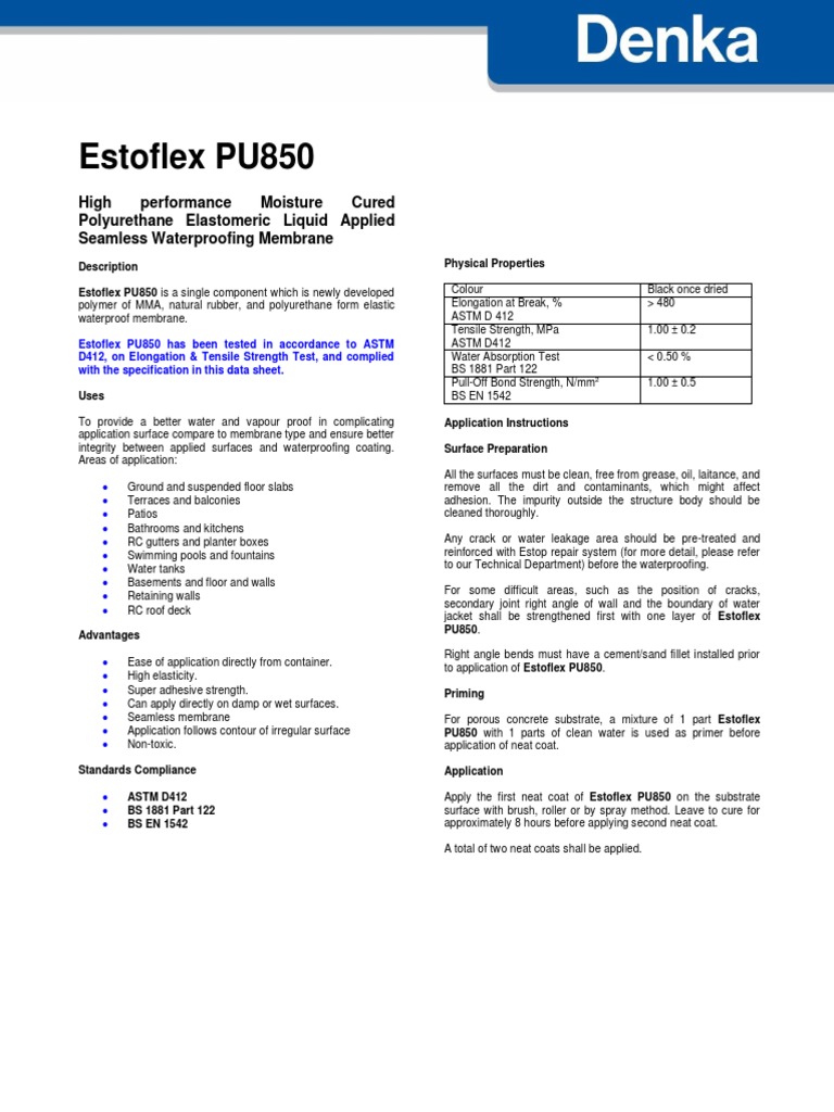 A.8 - Estoflex PU850 - Data Sheet - 210810 | PDF | Polyurethane ...