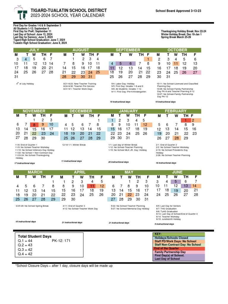 2023-2024 District School Year Calendar 7-28 | PDF | Holidays | Festival