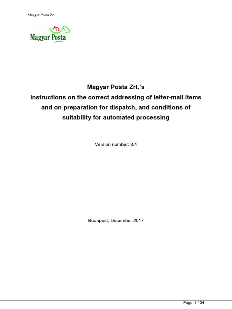 Hungary Post Adressing | PDF