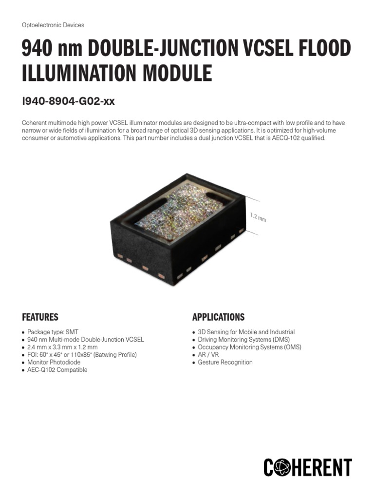 940nm Double Junction Vcsel Flood Illumination Module Ds | PDF