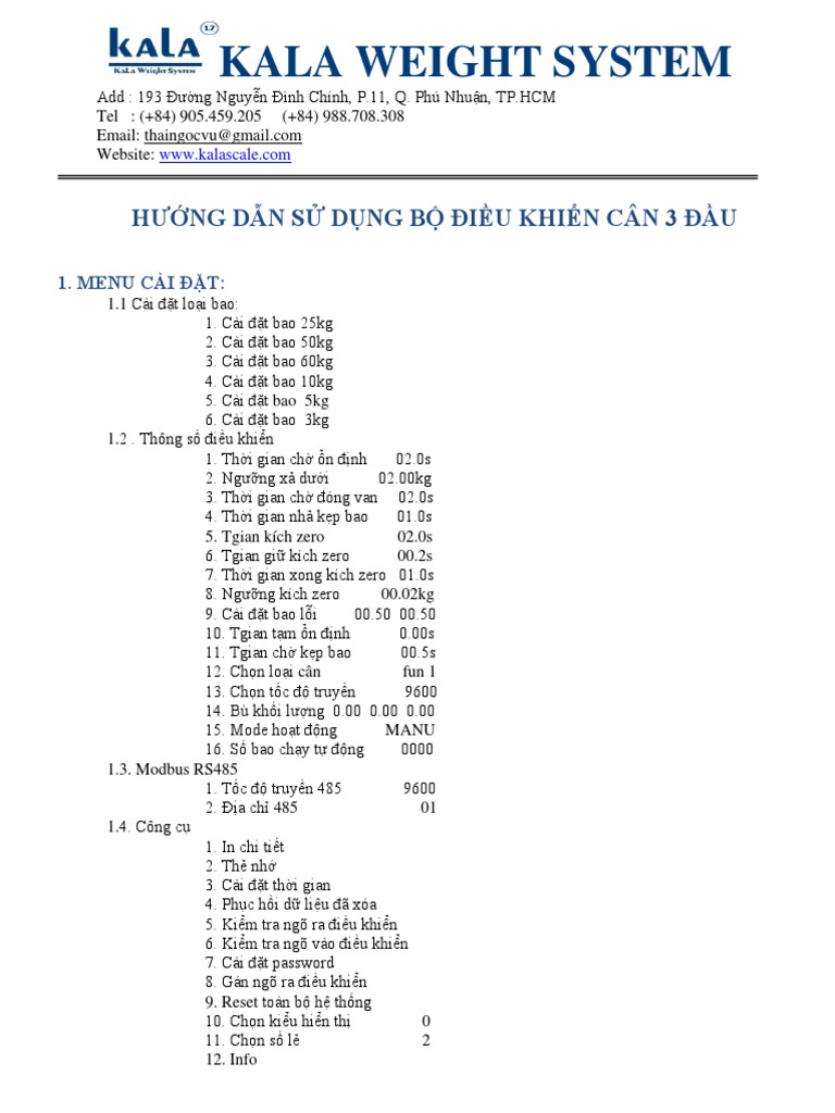 Huong Dan SD KCB (Control Box KBC Manual) | PDF