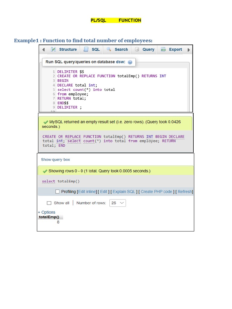 Mysql - PLSQL - Functions | PDF
