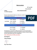 RTR Project Memorandum - 1 - For Daily Working Hours