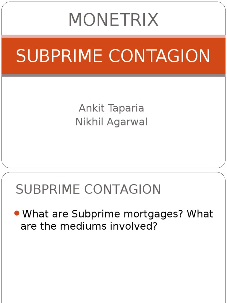 Understanding Subprime Contagion Risks | PDF