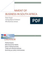 Environment of Business in South Africa: Peter Draper Visiting Adjunct Professor Wits Business School