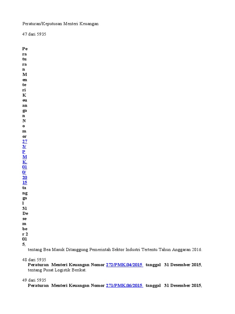 Daftar PMK TH 2015 | PDF