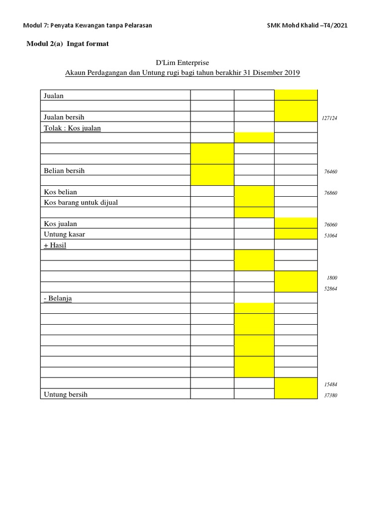 Borang Jawapan Latihan M7 - Ingat Format - T4 | PDF