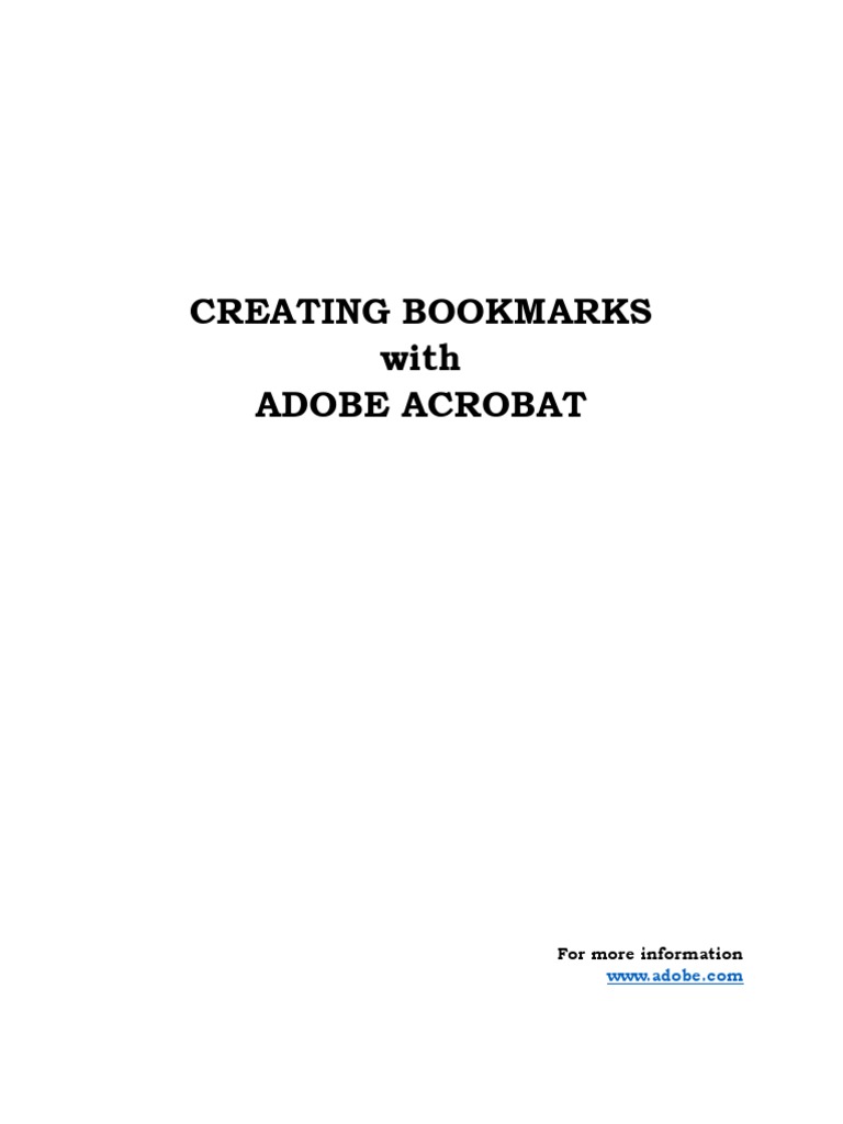GUIDE TO BOOKMARKS With ADOBE PDF