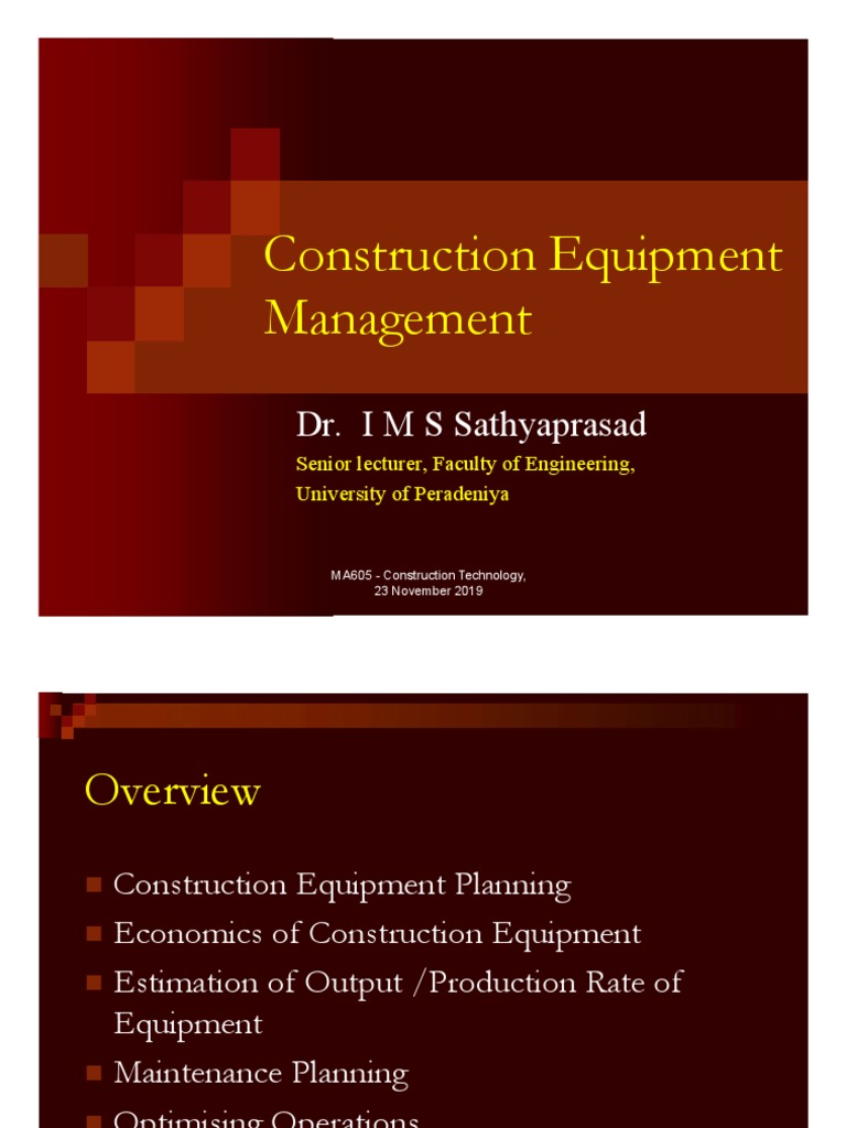Construction Equipment Management PDF