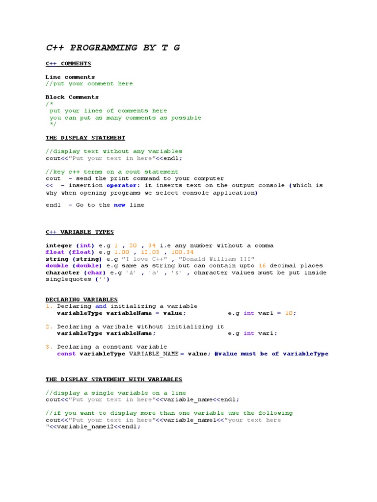 Syntax For C++ Programming | PDF | Control Flow | C++