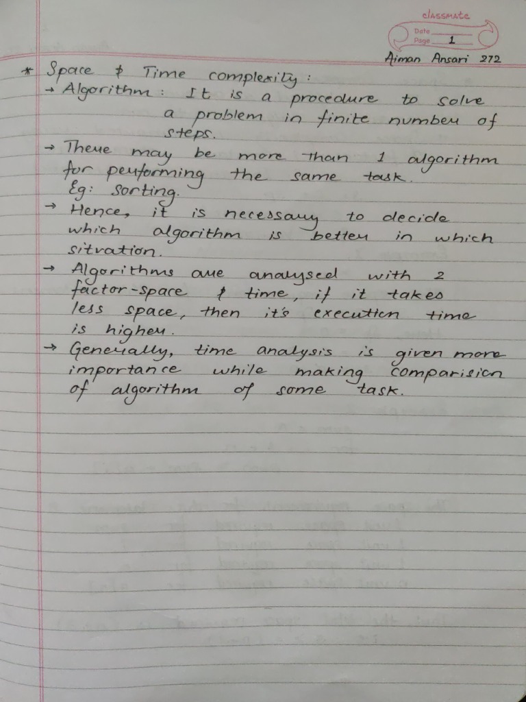Handwritten AOA and Algorithm Notes | PDF | Computer Programming | Analysis