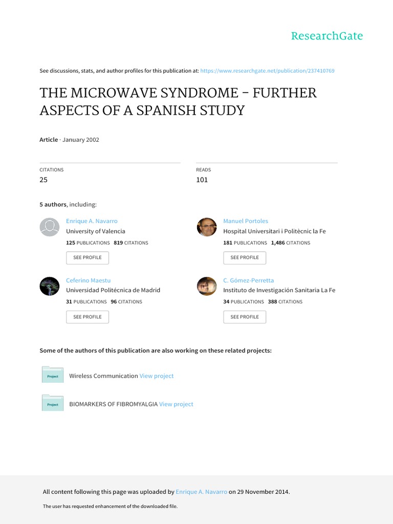 The Microwave Syndrome Further Aspects of A Spanish Study PDF