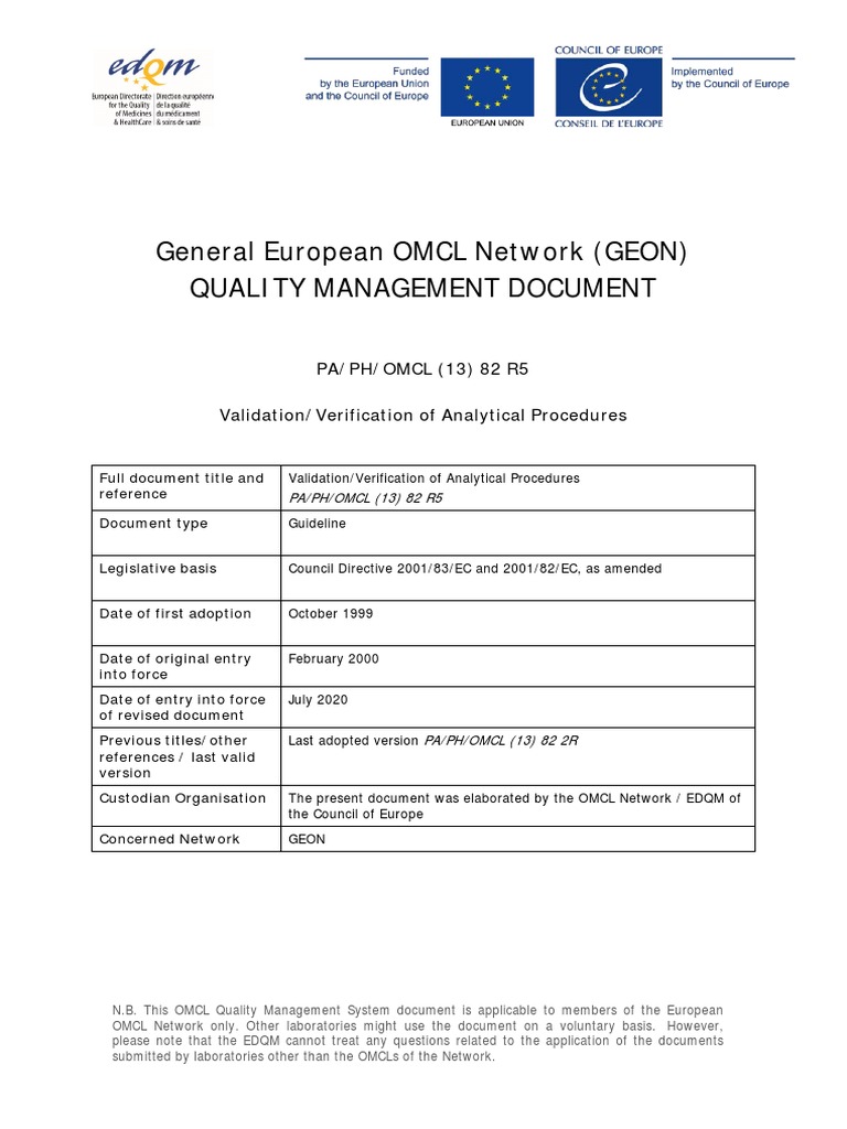 Validation Verification of Analytical Procedures | PDF | Assay ...