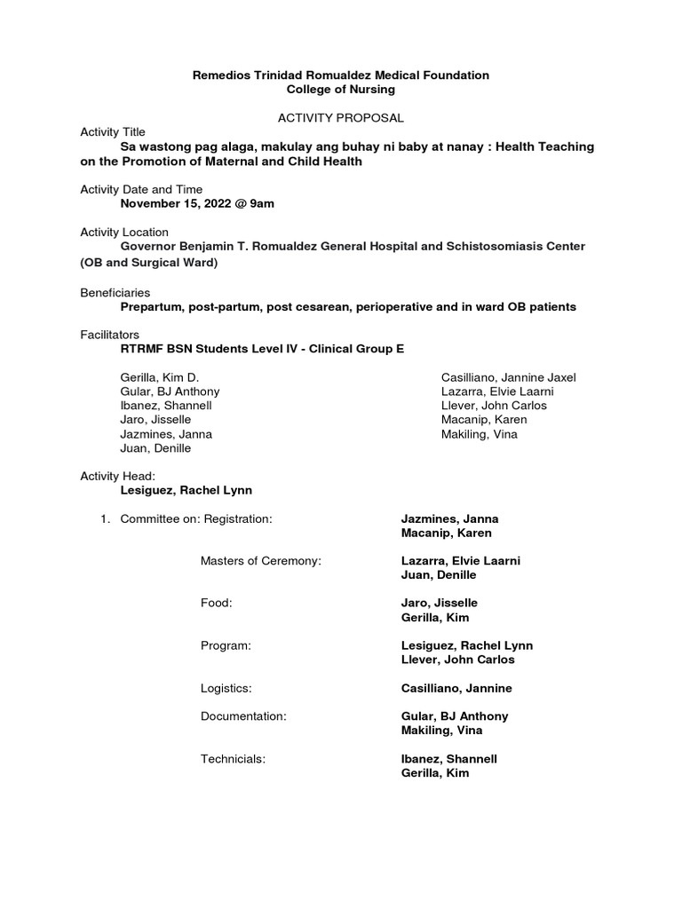 Activity Proposal Example