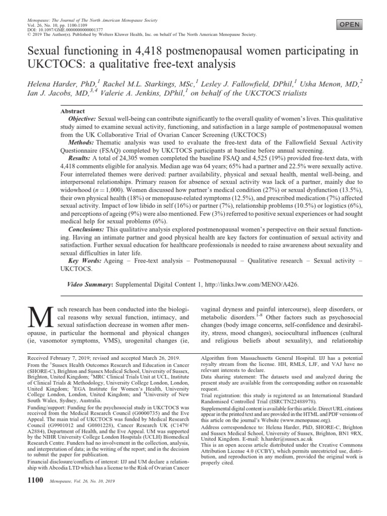 Sexual functioning in 4 418 postmenopausal women participating in
