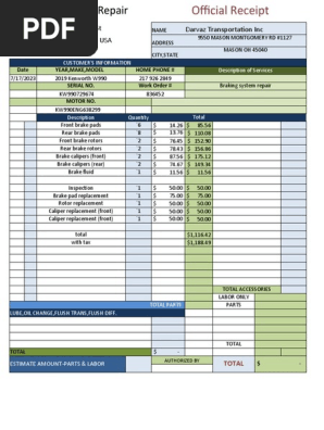 Auto Repair Invoice Templates 4