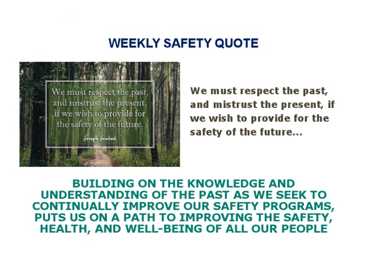 WEEKLY SAFETyRespect The Past PDF