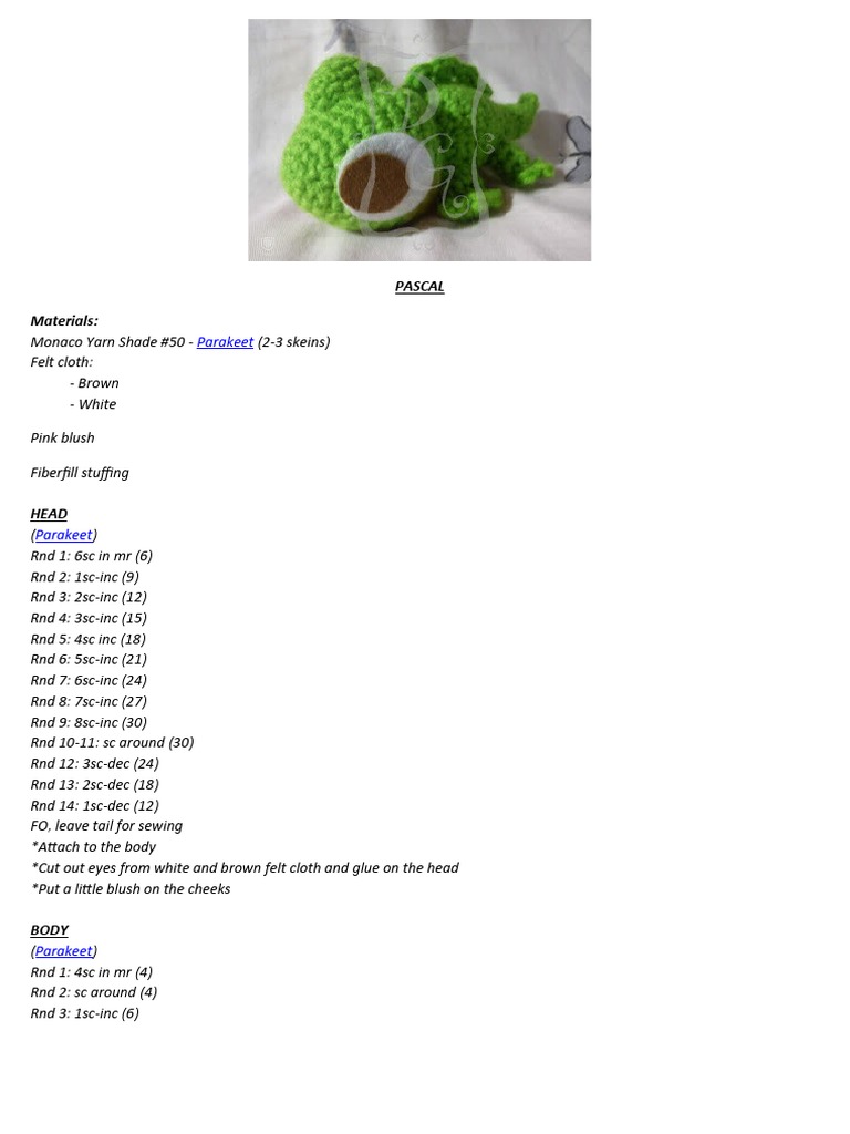 Crochet Parakeet Pattern Guide | PDF