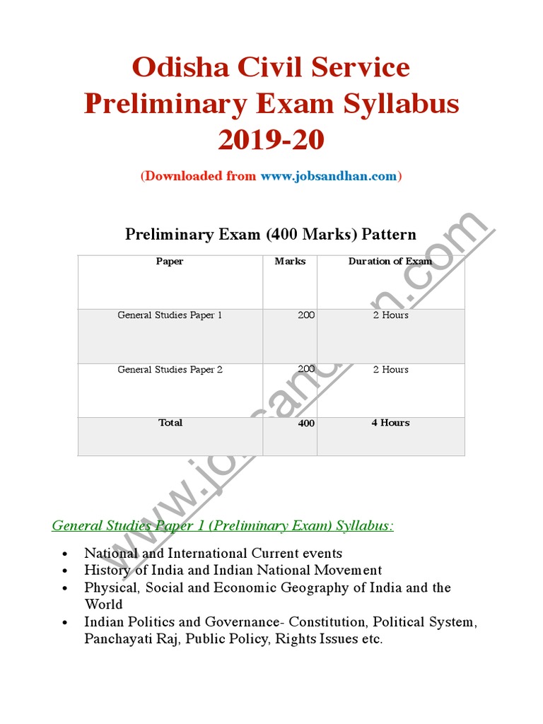 odisha-civil-service-preliminary-exam-syllabus-pdf