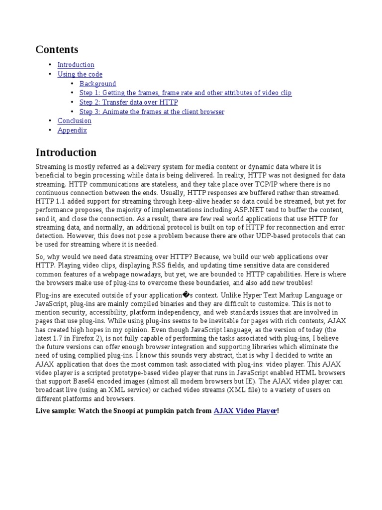 AJAX Video Player Implementation Guide | PDF | Hypertext Transfer ...