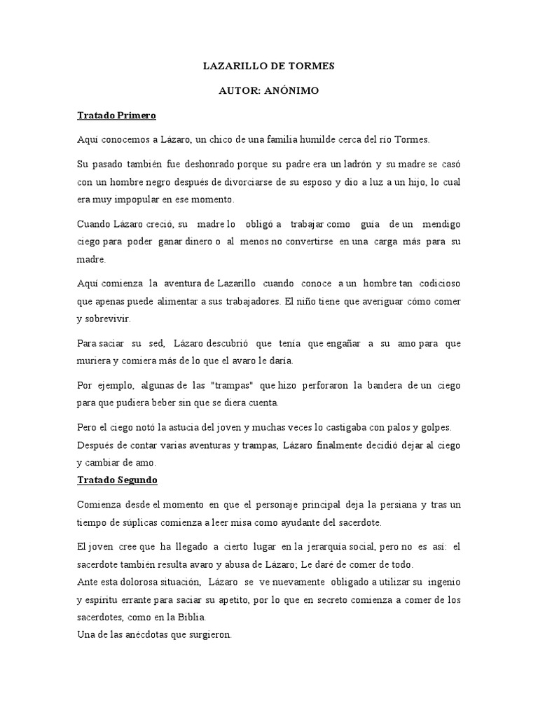 Lazarillo de Tormes: La vida de un pícaro | PDF | Religión y espiritualidad