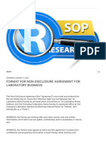 Research SOP - FORMAT FOR NON-DISCLOSURE AGREEMENT FOR LABORATORY