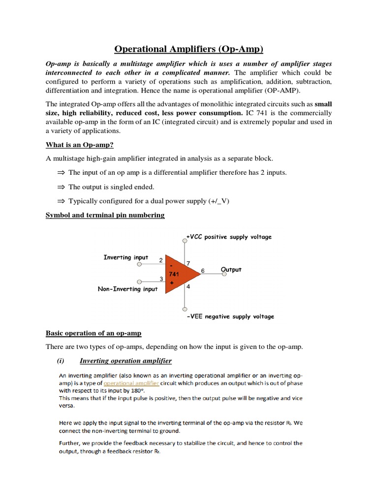 Unit 6 Op-Amp | PDF | Operational Amplifier | Amplifier