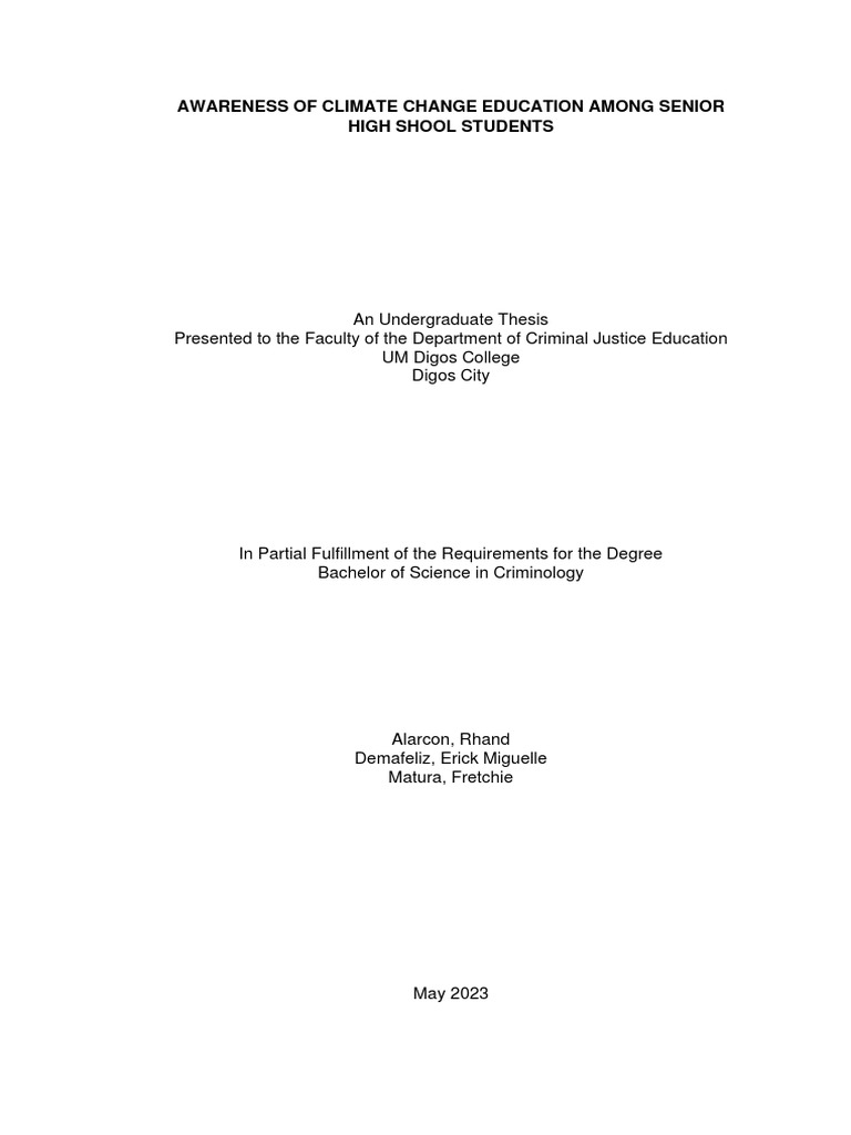 Climate Change Awareness in High School | PDF | Social Science