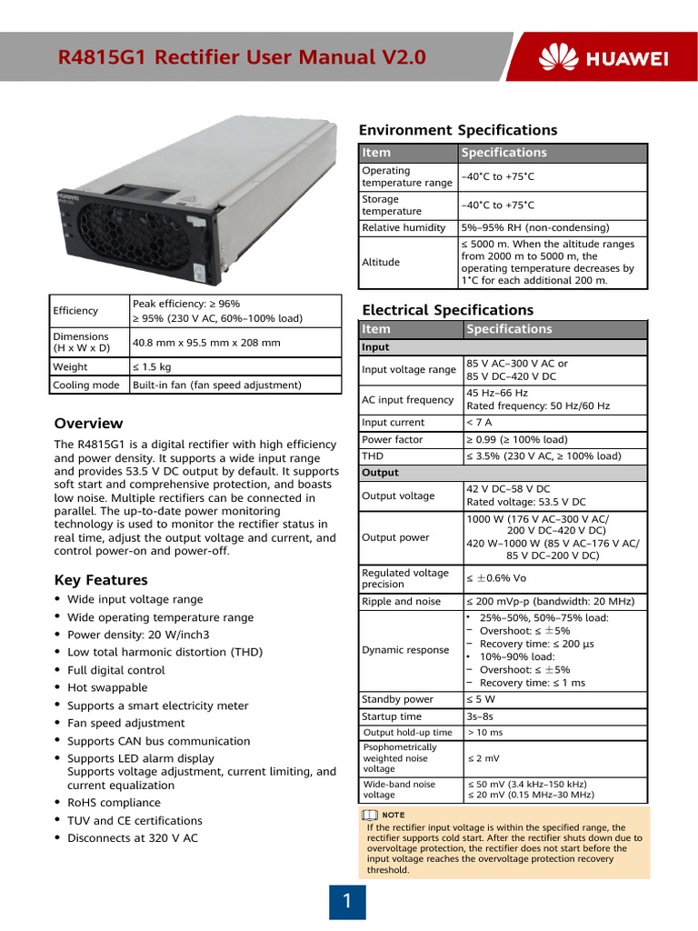 R4815G1 Rectifier User Manual V2.0 | PDF